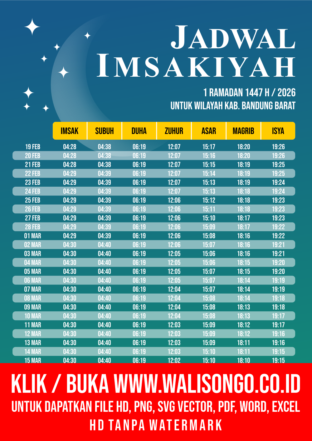 Desain Jadwal imsak Kab. Bandung Barat 2026