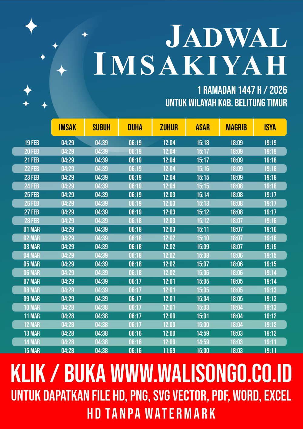 Desain Jadwal imsak Kab. Belitung Timur 2026