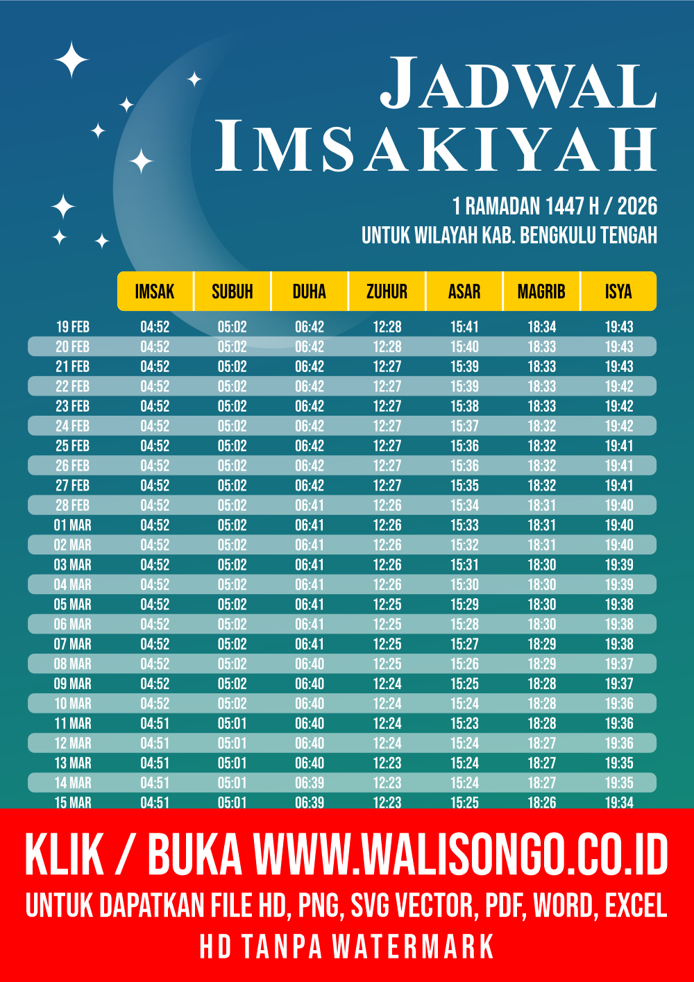 Desain Jadwal imsak Kab. Bengkulu Tengah 2026