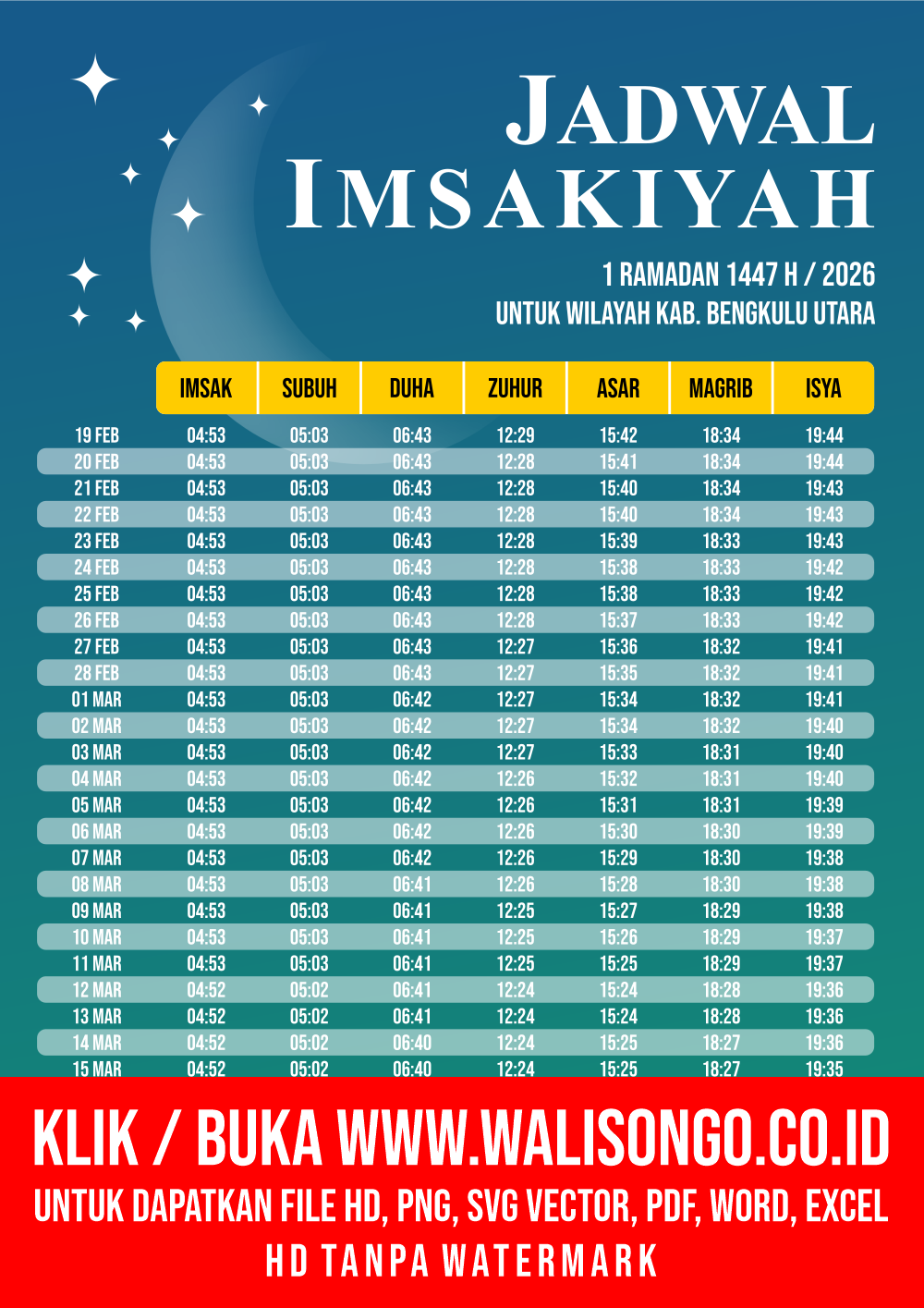 Desain Jadwal imsak Kab. Bengkulu Utara 2026