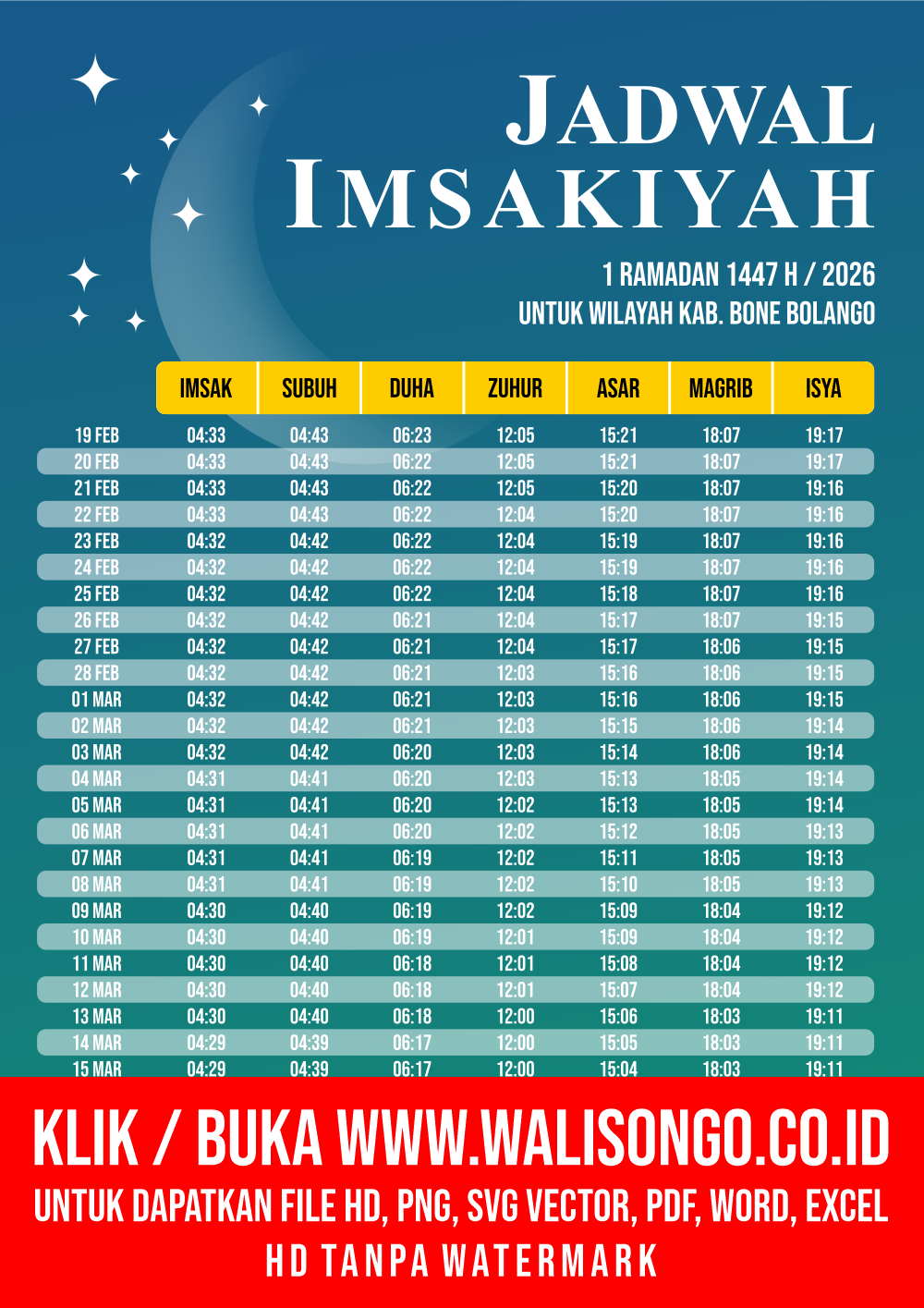 Desain Jadwal imsak Kab. Bone Bolango 2026