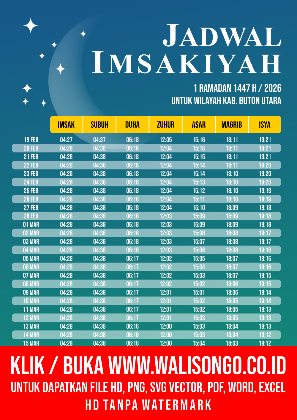 Desain Jadwal imsak Kab. Buton Utara 2026