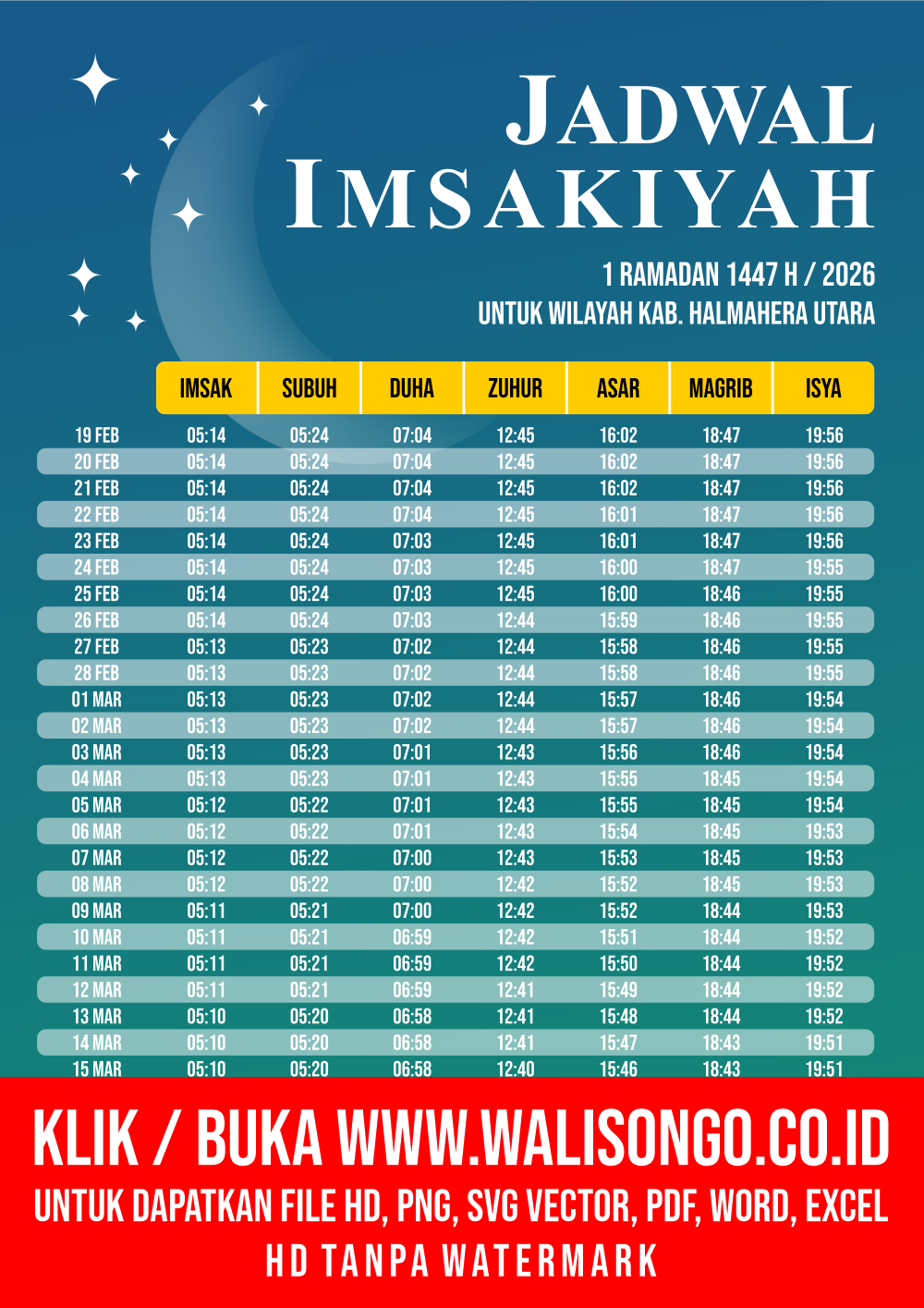Desain Jadwal imsak Kab. Halmahera Utara 2026