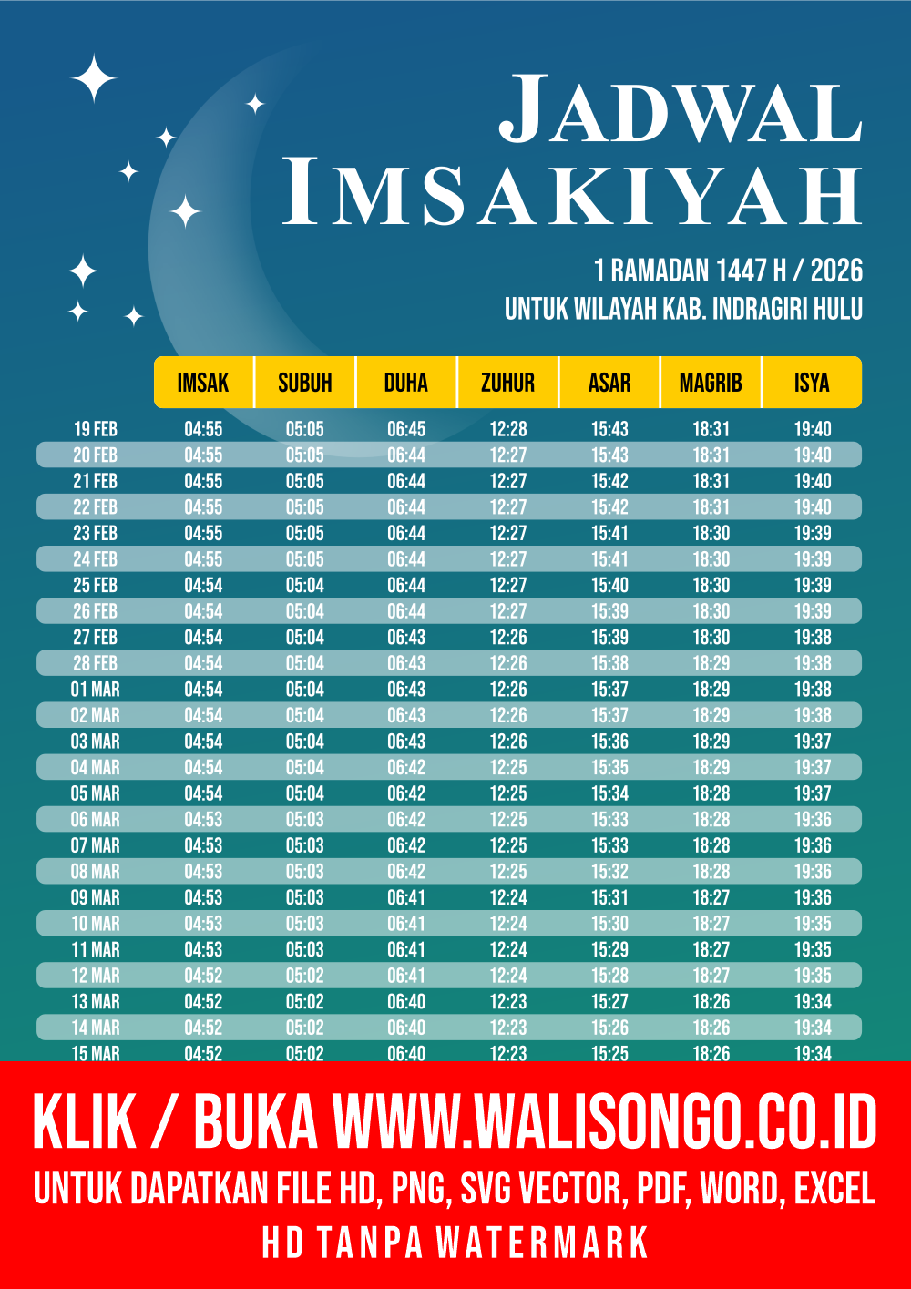 Desain Jadwal imsak Kab. Indragiri Hulu 2026