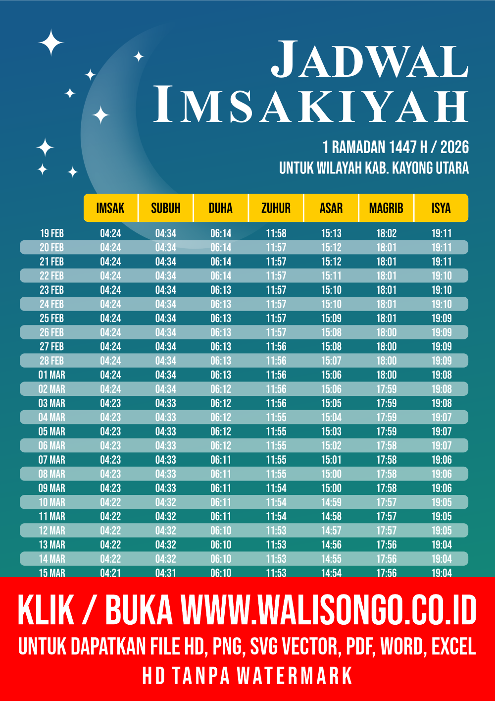 Desain Jadwal imsak Kab. Kayong Utara 2026