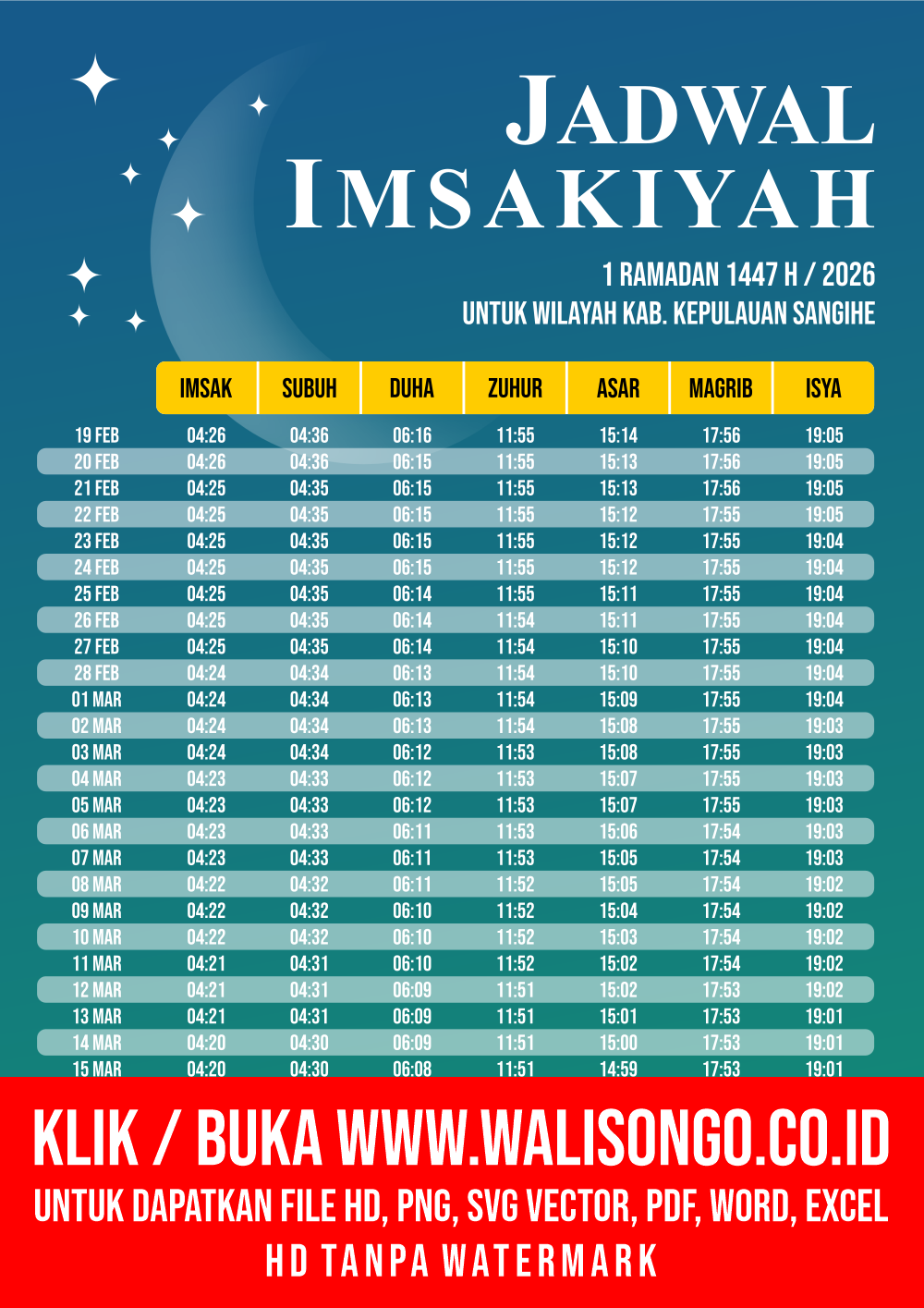 Desain Jadwal imsak Kab. Kepulauan Sangihe 2026