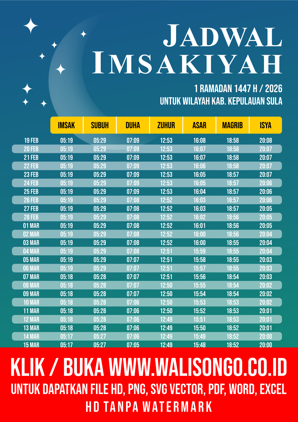 Desain Jadwal imsak Kab. Kepulauan Sula 2026