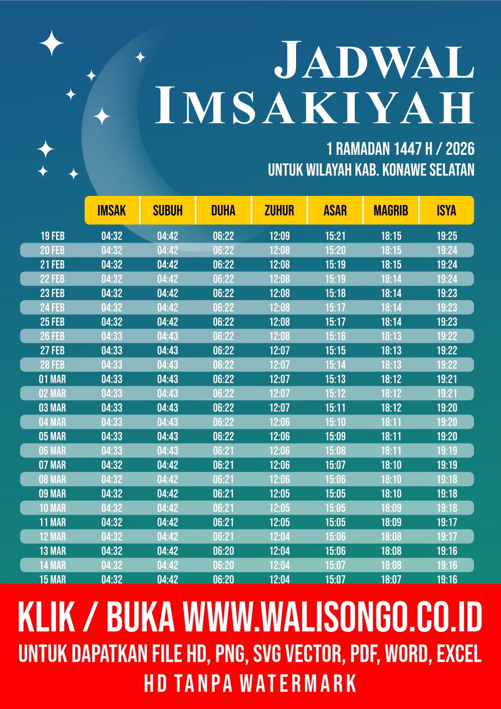 Desain Jadwal imsak Kab. Konawe Selatan 2026