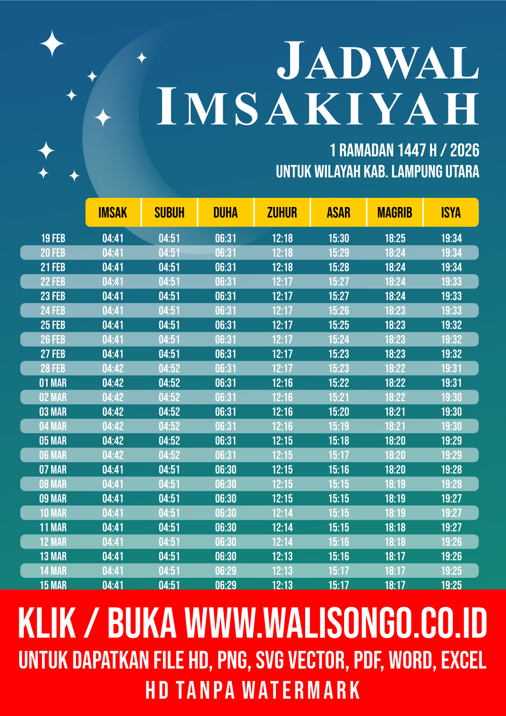 Desain Jadwal imsak Kab. Lampung Utara 2026