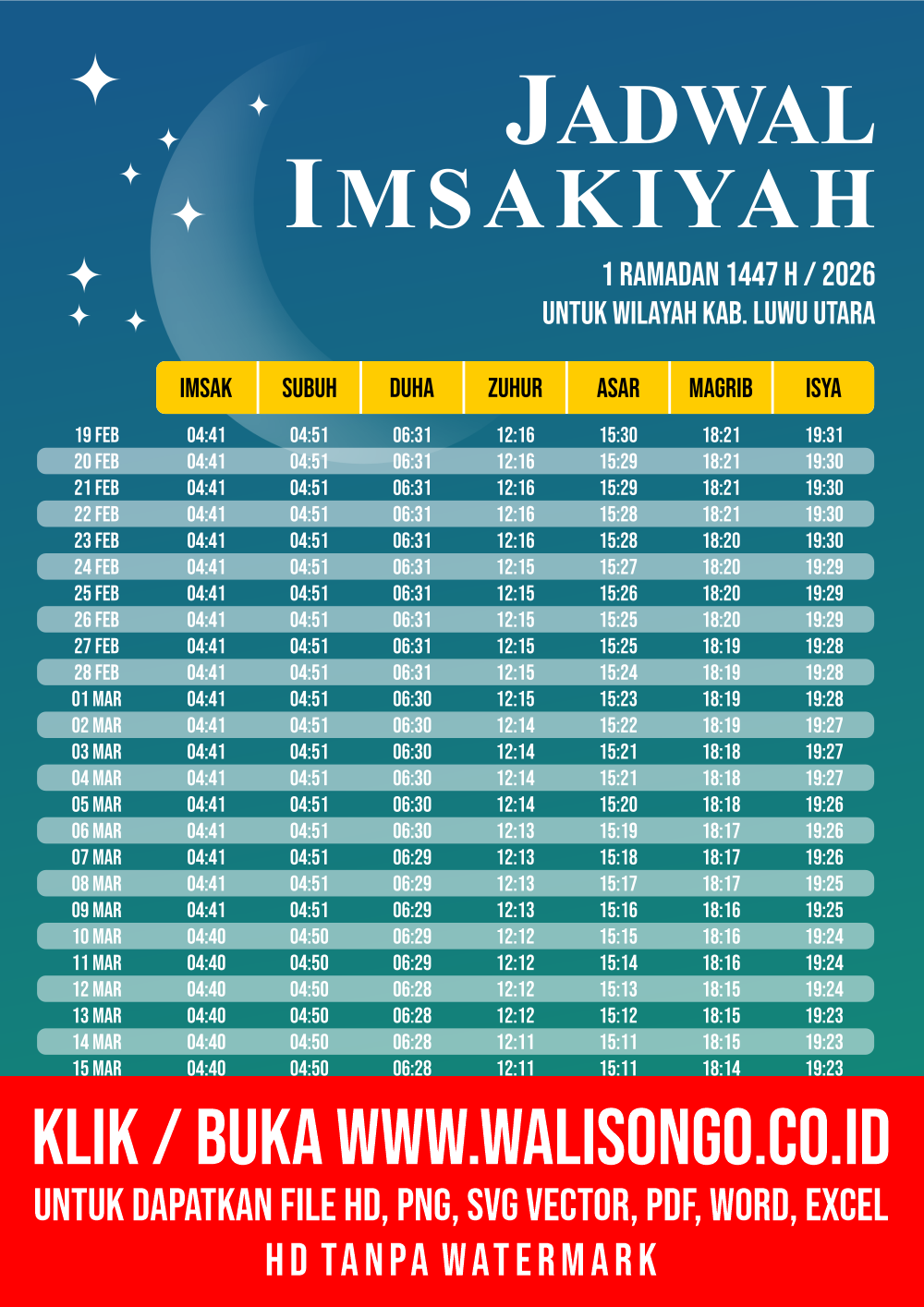 Desain Jadwal imsak Kab. Luwu Utara 2026