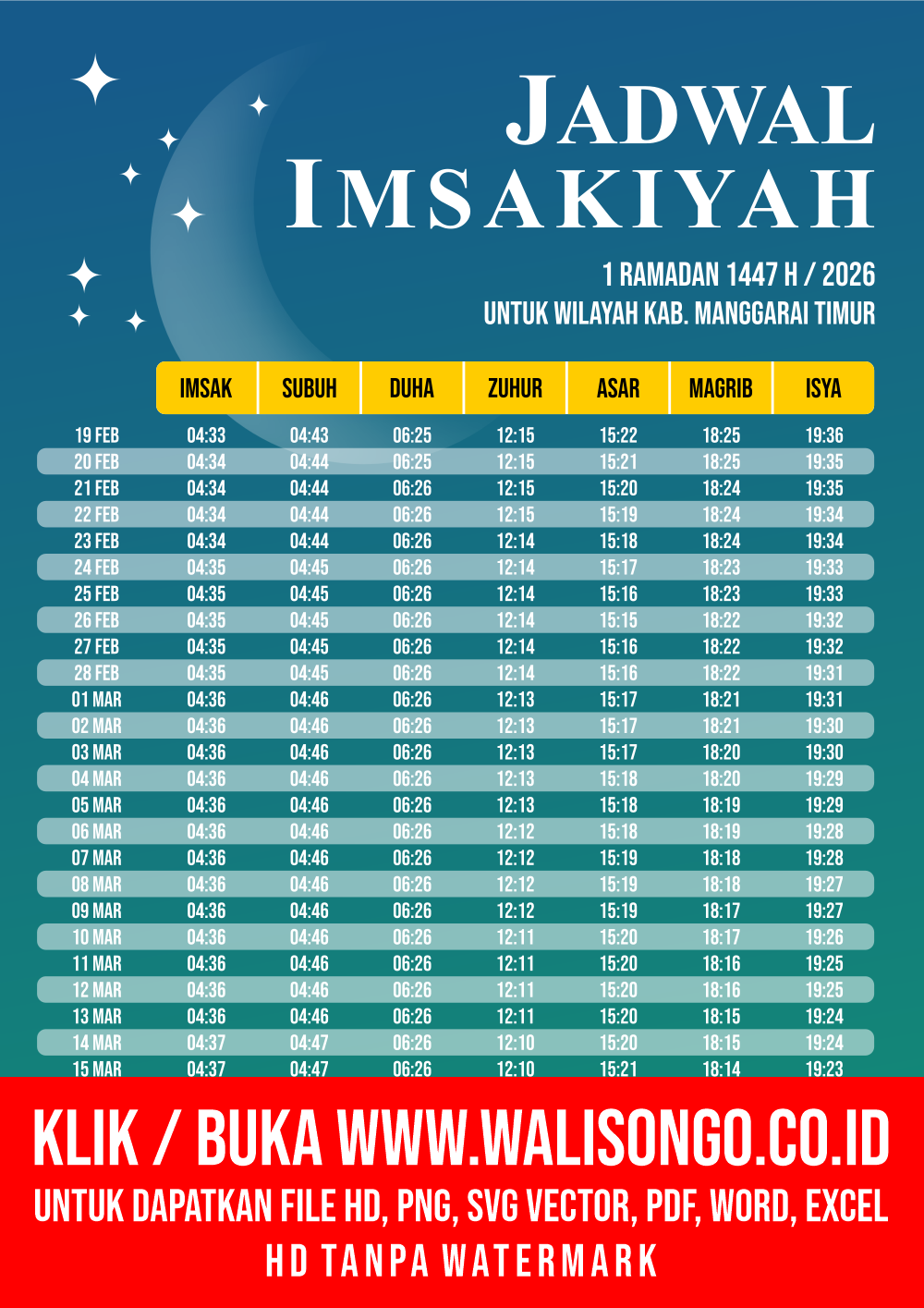 Desain Jadwal imsak Kab. Manggarai Timur 2026