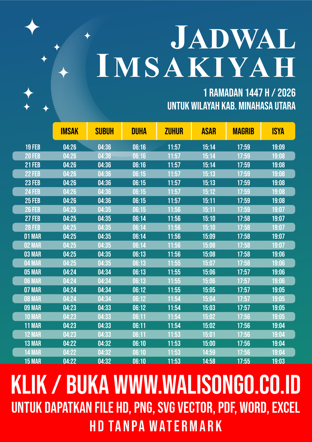 Desain Jadwal imsak Kab. Minahasa Utara 2026