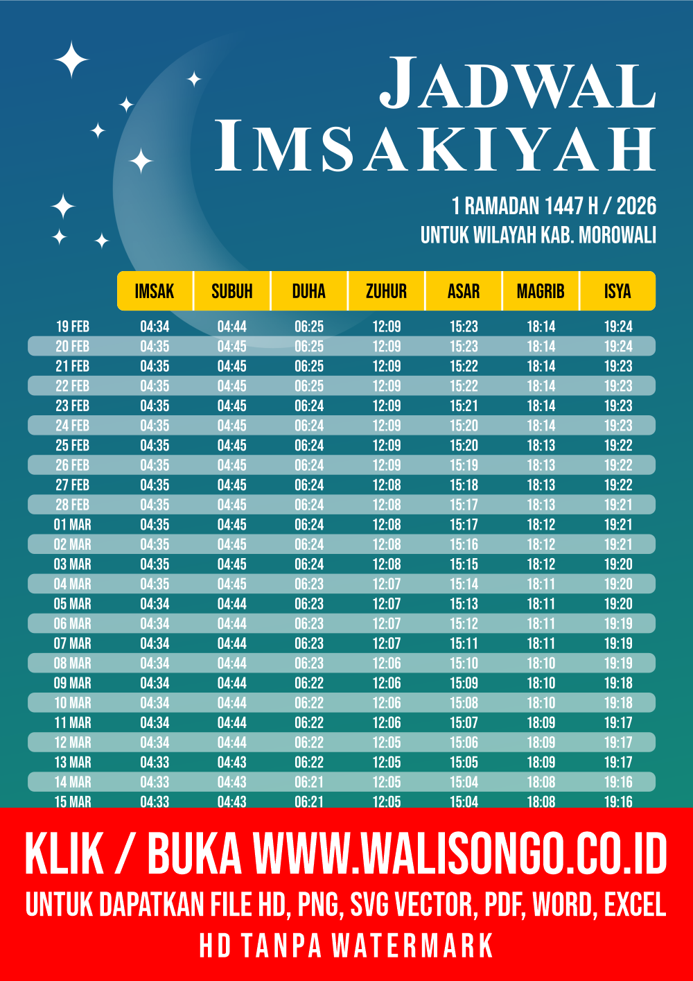 Desain Jadwal imsak Kab. Morowali 2026