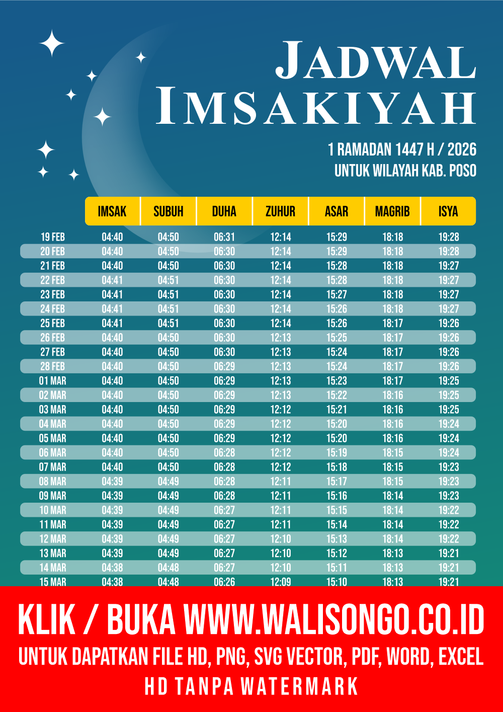 Desain Jadwal imsak Kab. Poso 2026