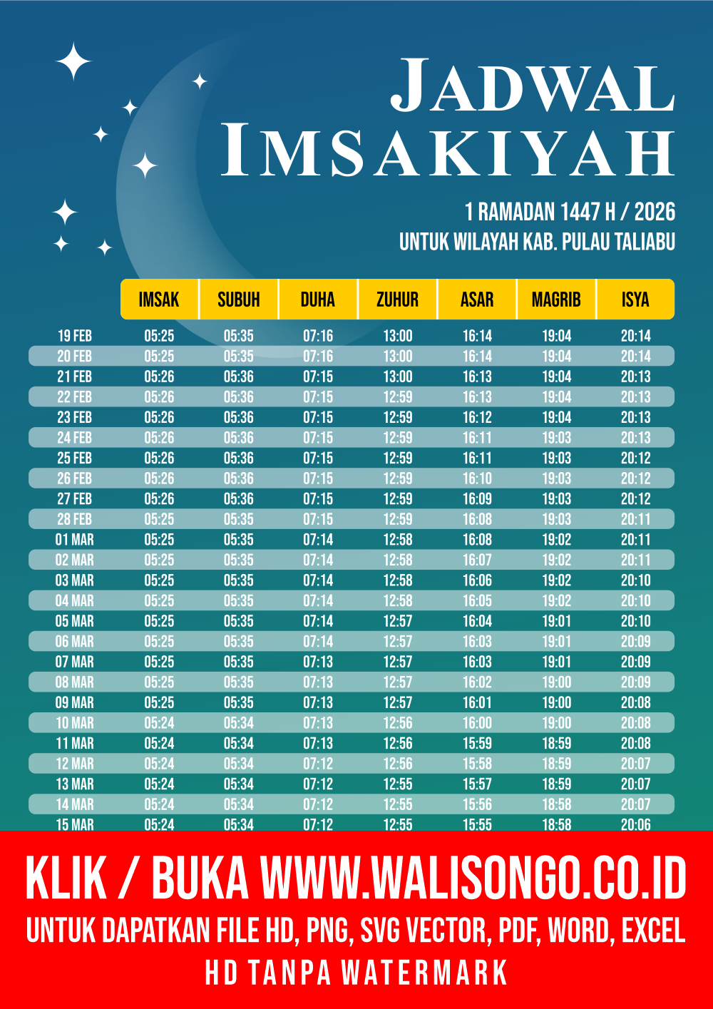 Desain Jadwal imsak Kab. Pulau Taliabu 2026