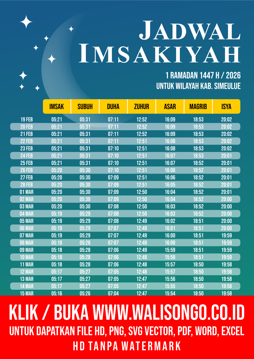 Desain Jadwal imsak Kab. Simeulue 2026