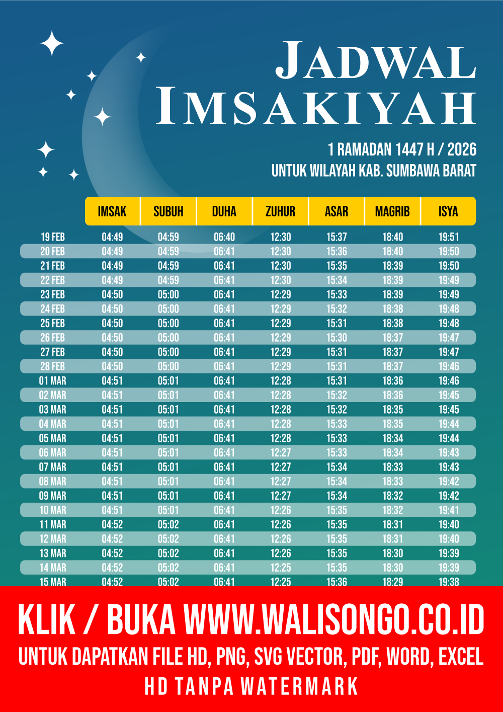 Desain Jadwal imsak Kab. Sumbawa Barat 2026