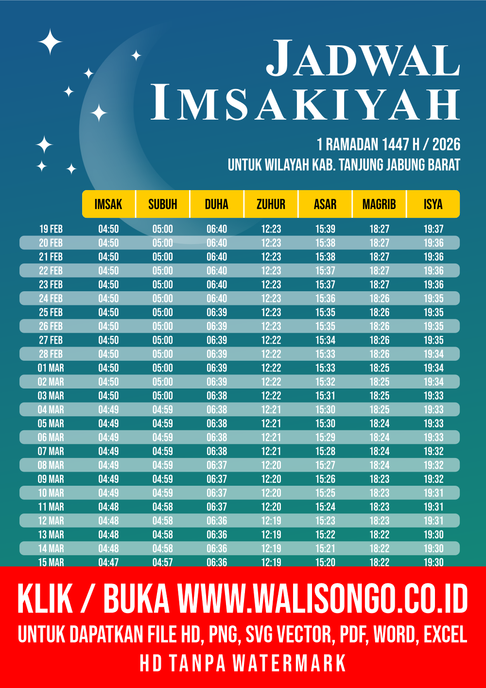 Desain Jadwal imsak Kab. Tanjung Jabung Barat 2026