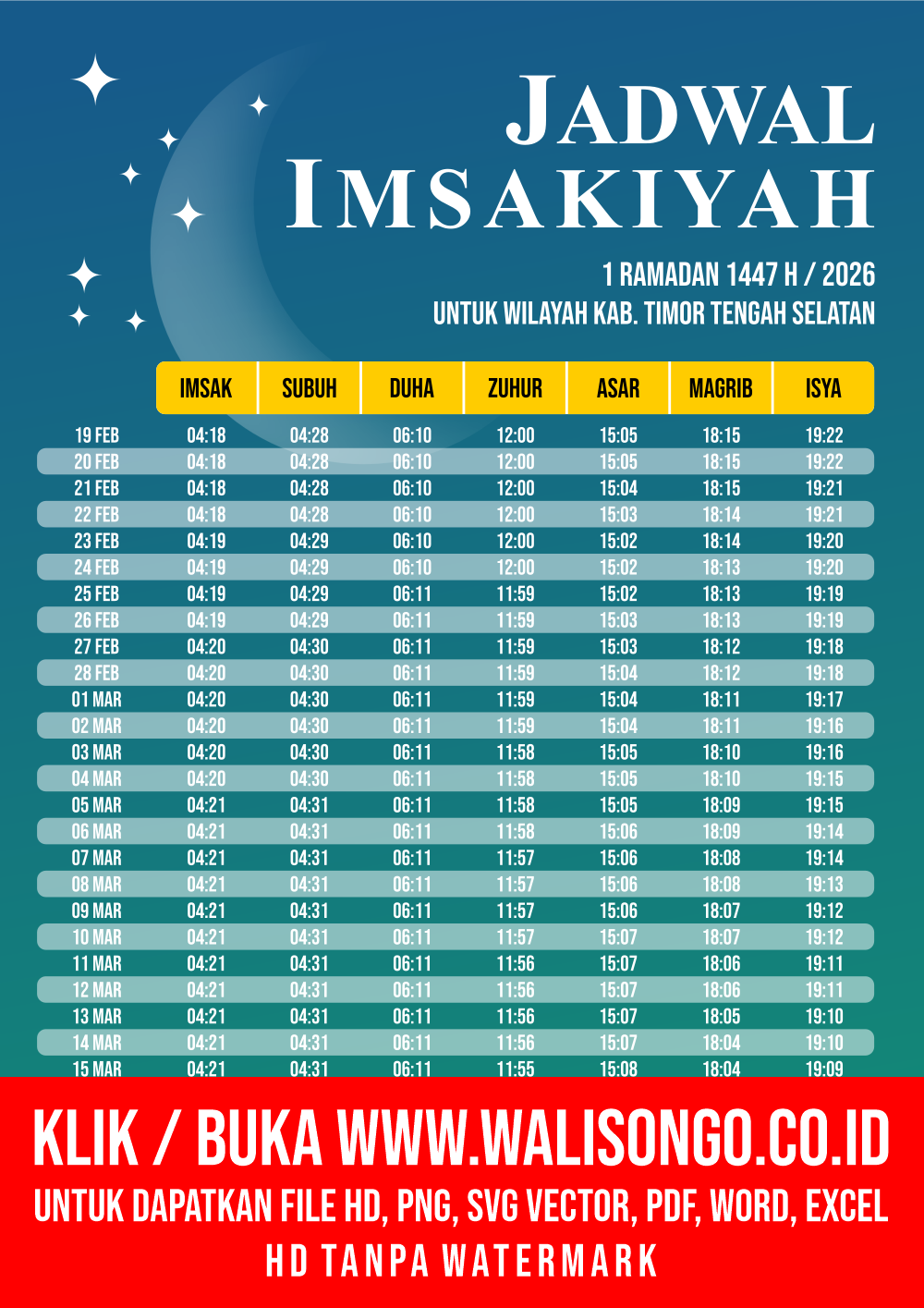 Desain Jadwal imsak Kab. Timor Tengah Selatan 2026