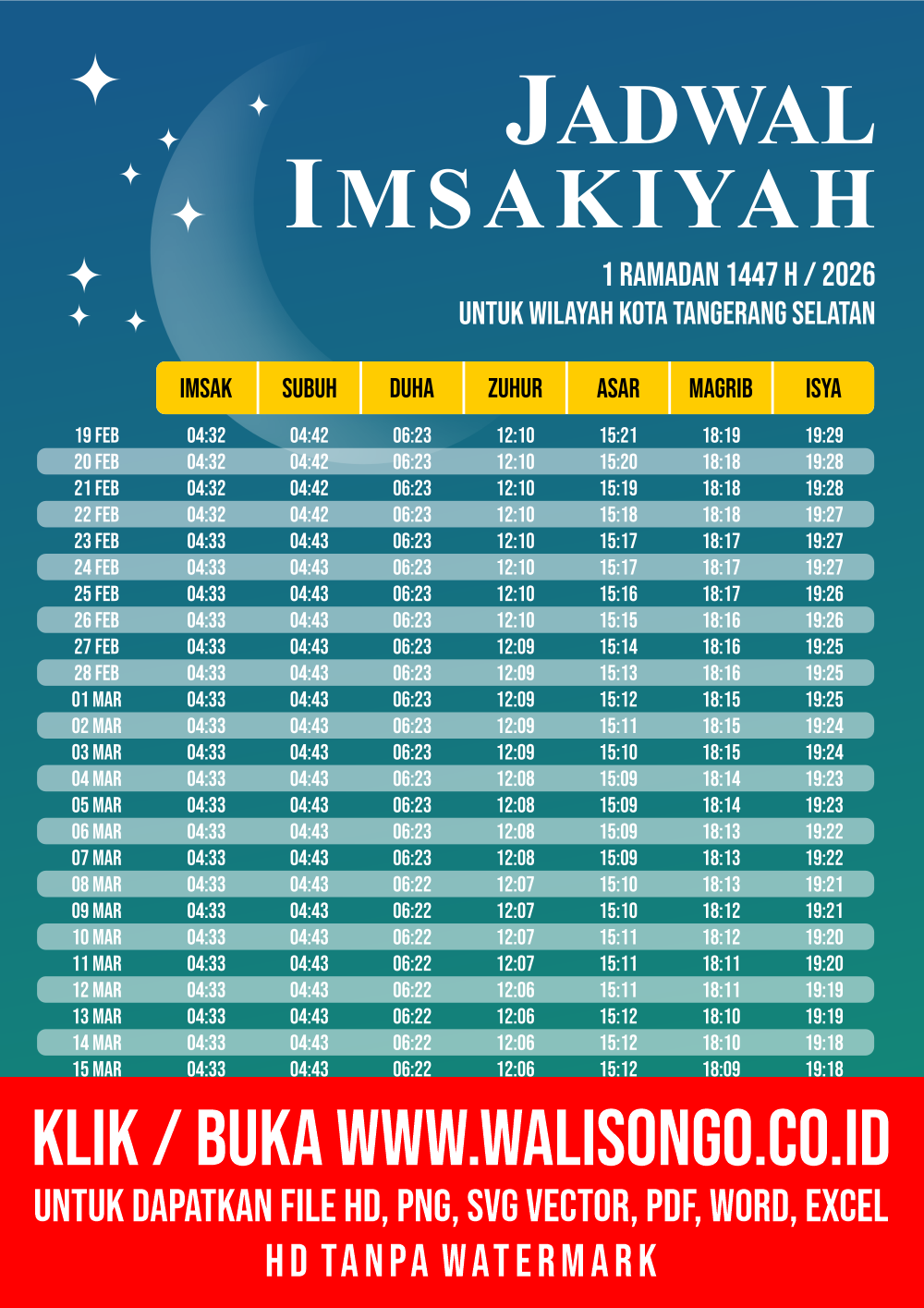 Desain Jadwal imsak Kota Tangerang Selatan 2026