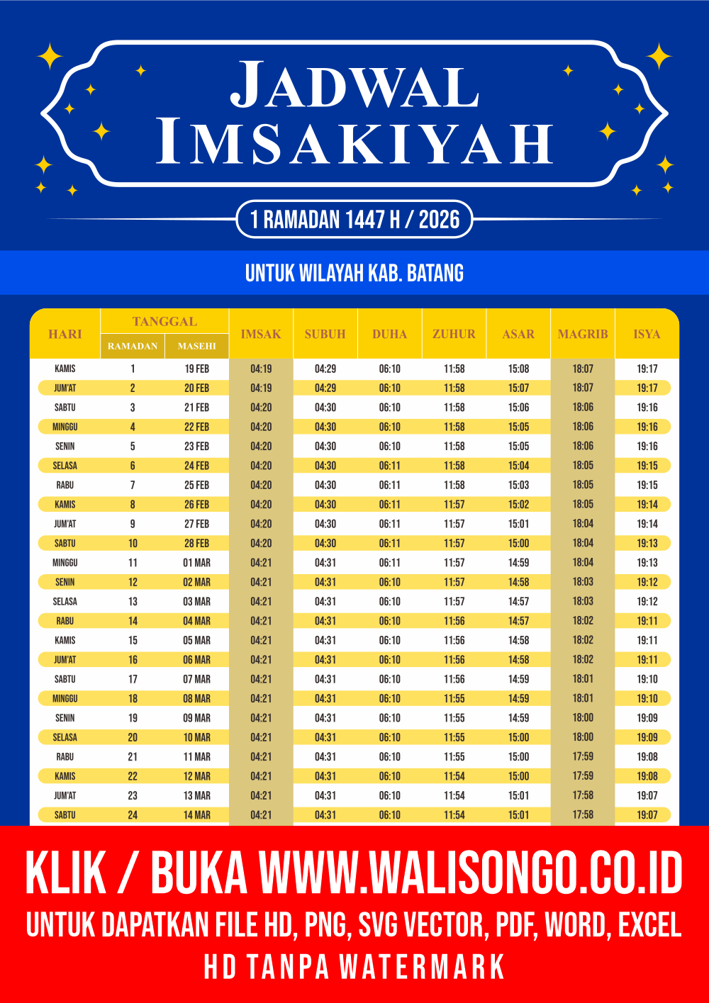 Desain Jadwal imsak Kab. Batang 2026