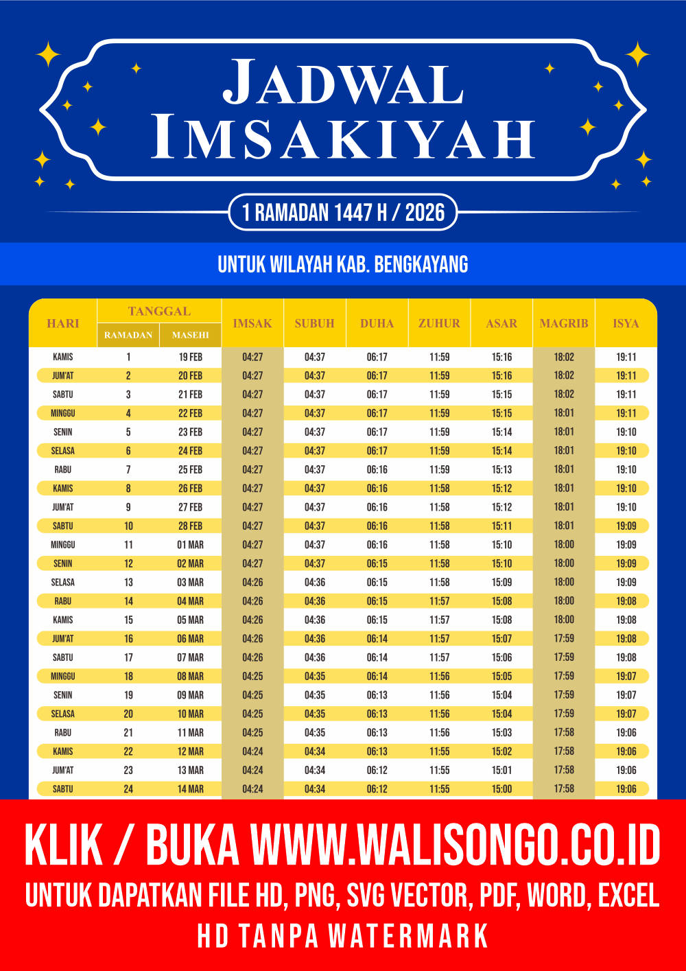 Desain Jadwal imsak Kab. Bengkayang 2026