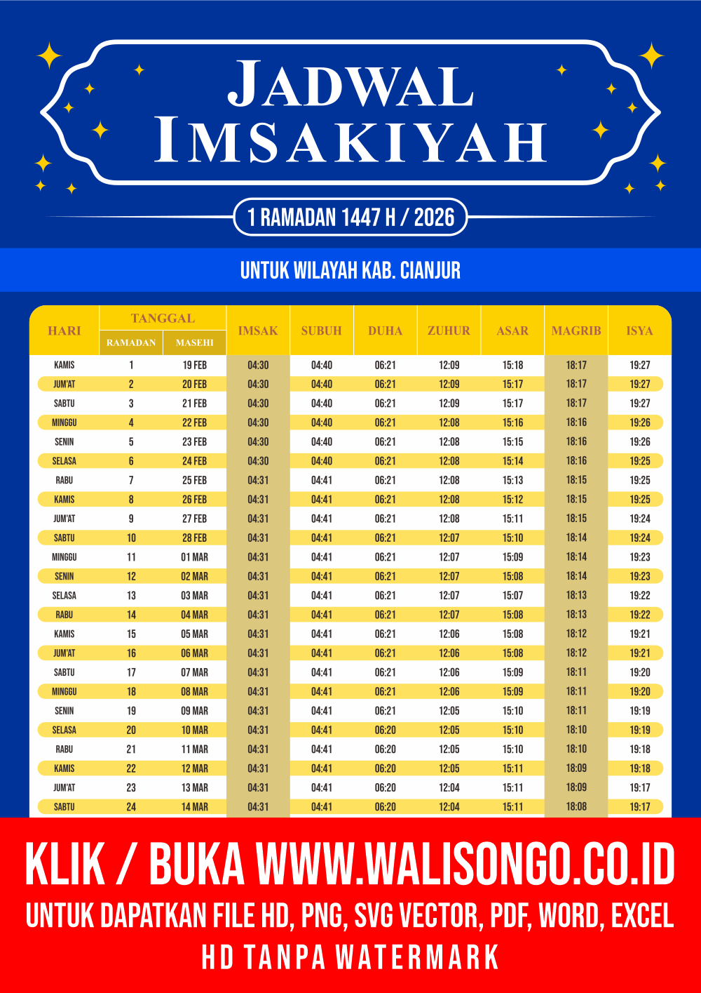 Desain Jadwal imsak Kab. Cianjur 2026