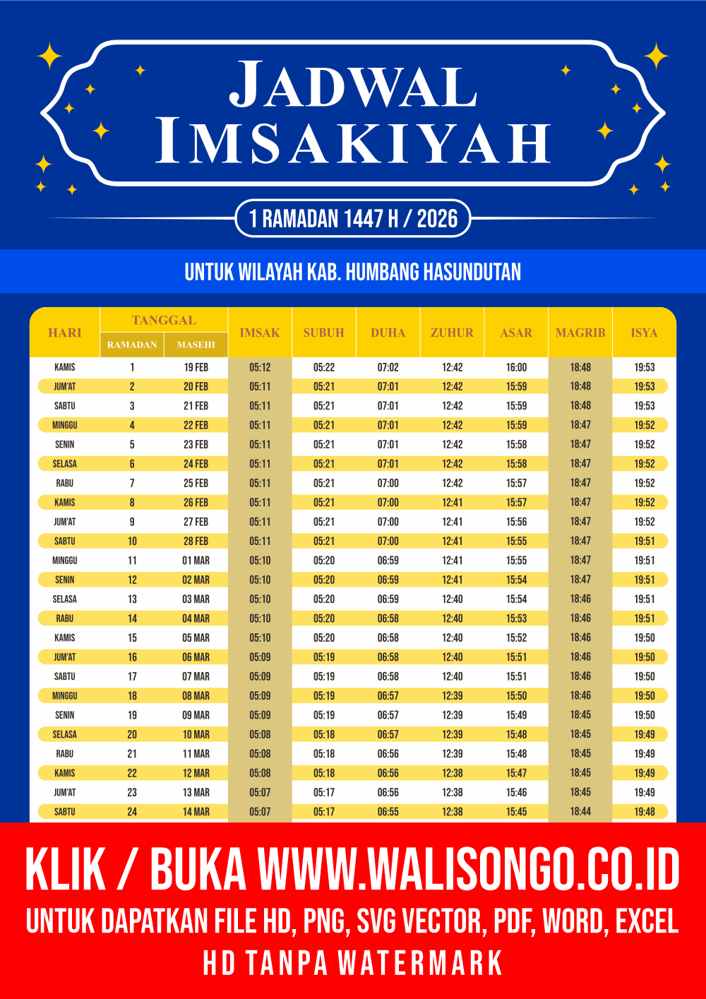 Desain Jadwal imsak Kab. Humbang Hasundutan 2026