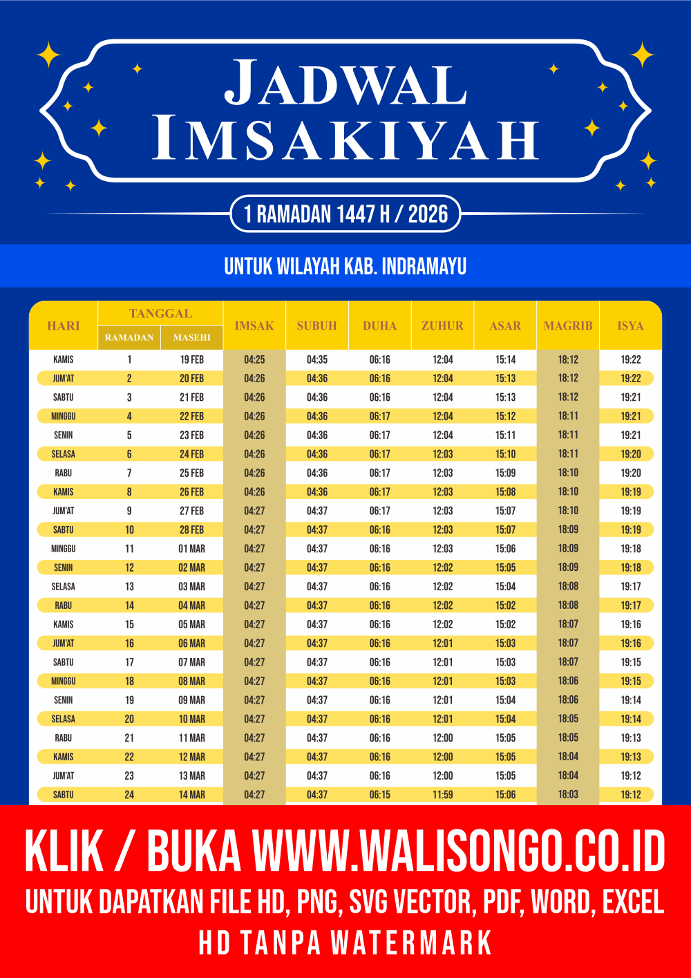 Desain Jadwal imsak Kab. Indramayu 2026