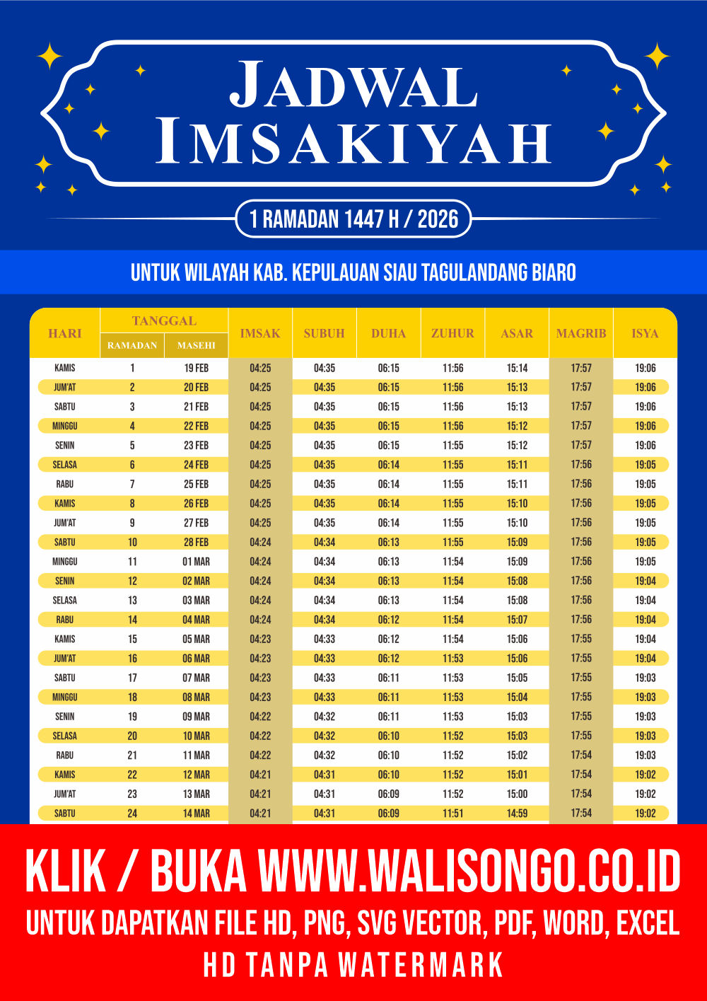 Desain Jadwal imsak Kab. Kepulauan Siau Tagulandang Biaro 2026
