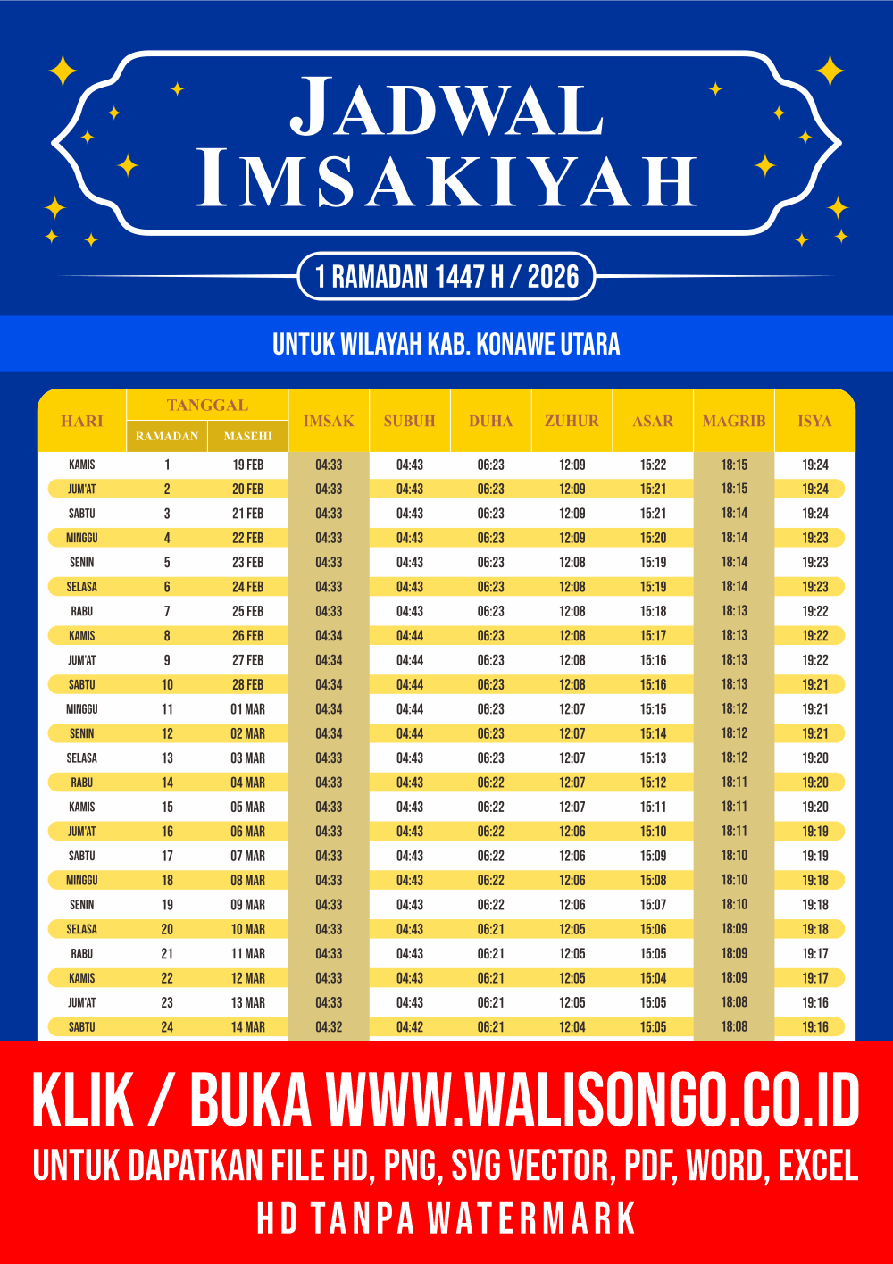 Desain Jadwal imsak Kab. Konawe Utara 2026