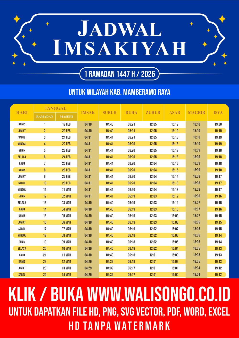 Desain Jadwal imsak Kab. Mamberamo Raya 2026