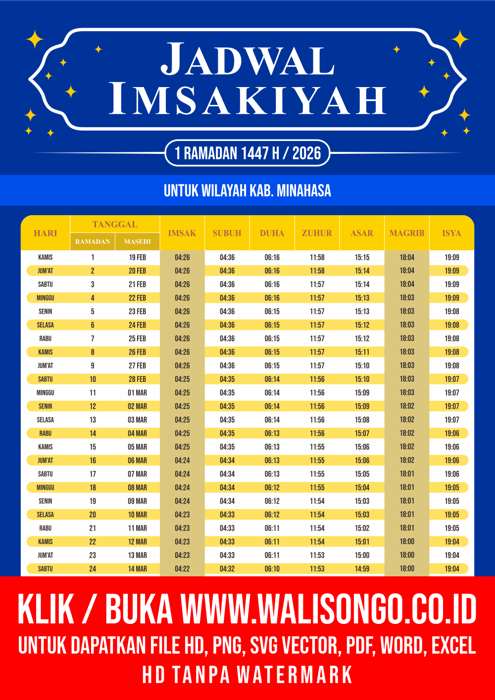 Desain Jadwal imsak Kab. Minahasa 2026
