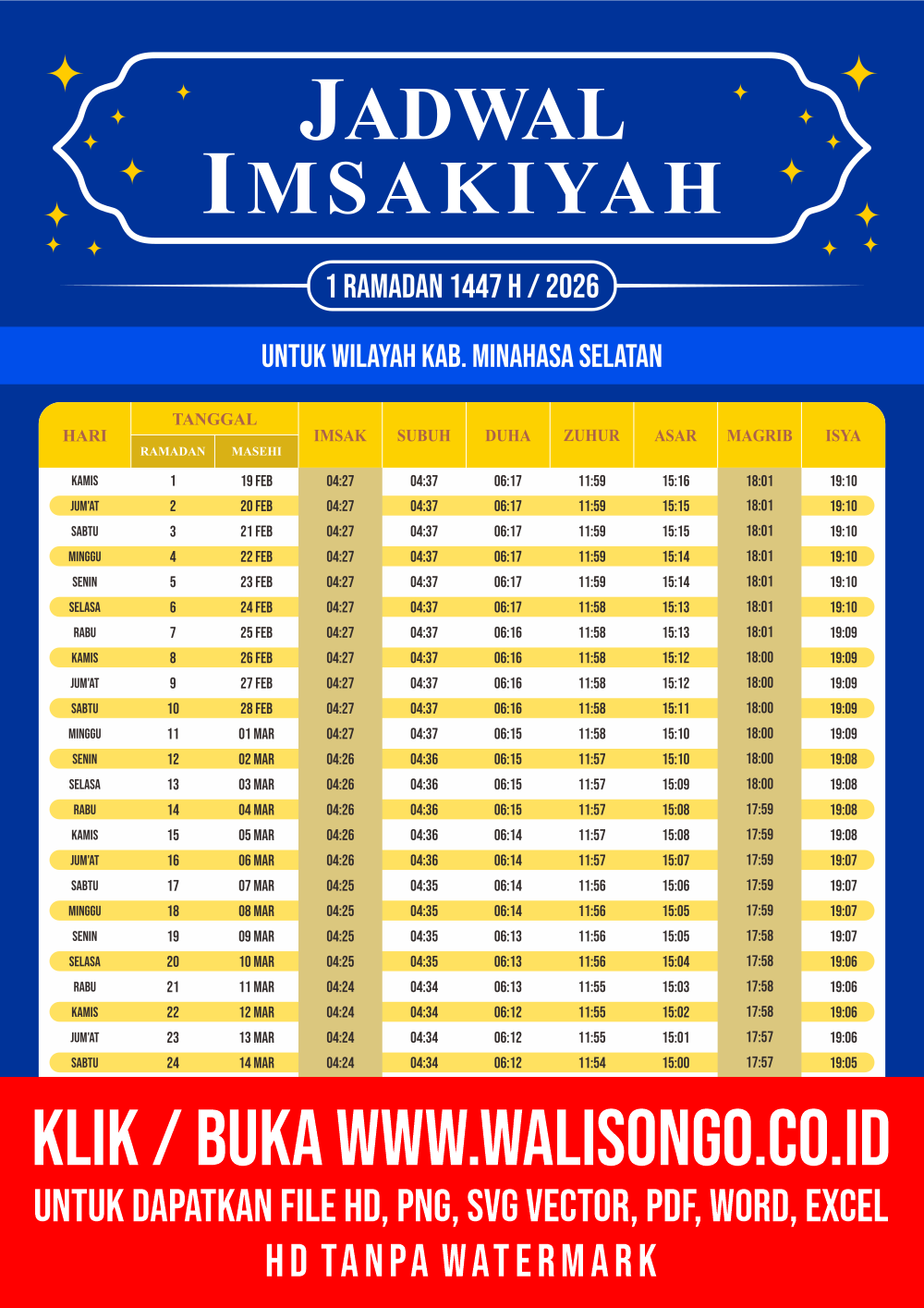 Desain Jadwal imsak Kab. Minahasa Selatan 2026