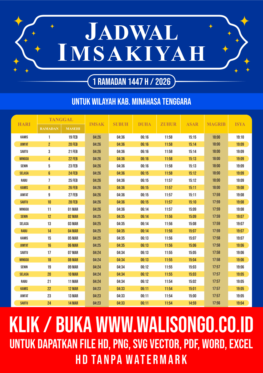 Desain Jadwal imsak Kab. Minahasa Tenggara 2026