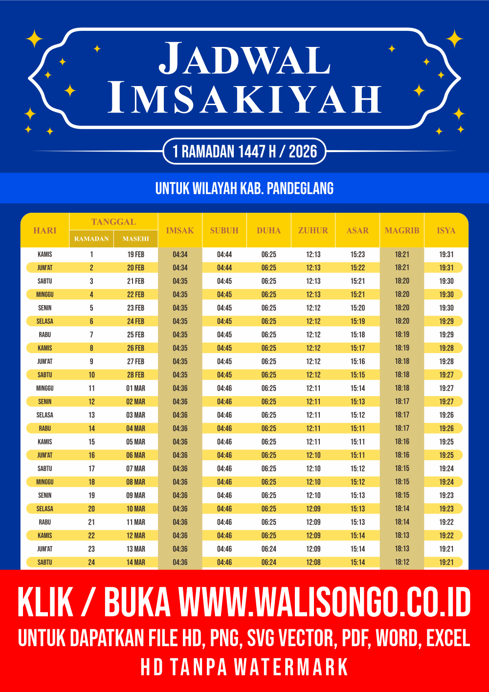 Desain Jadwal imsak Kab. Pandeglang 2026