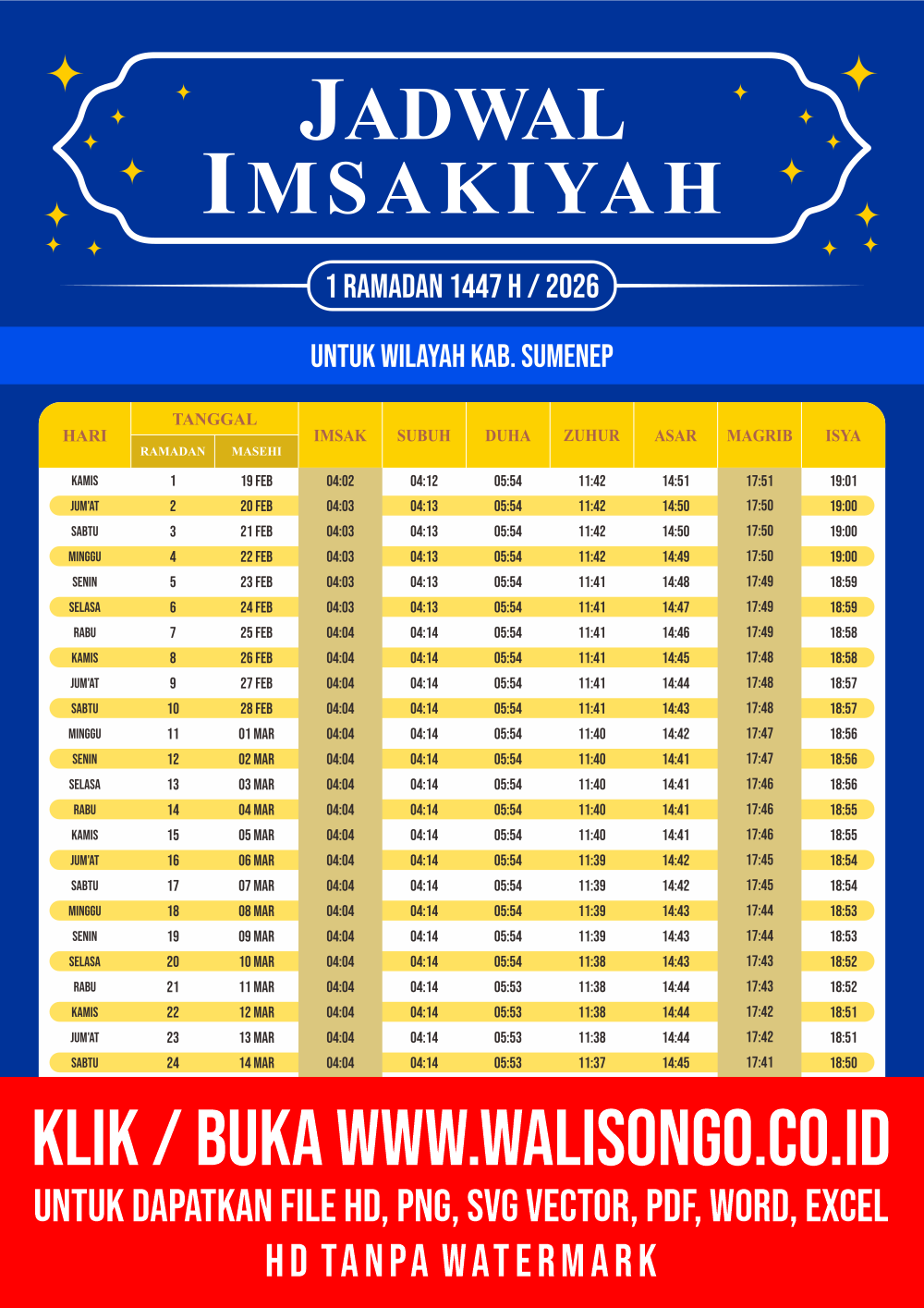 Desain Jadwal imsak Kab. Sumenep 2026