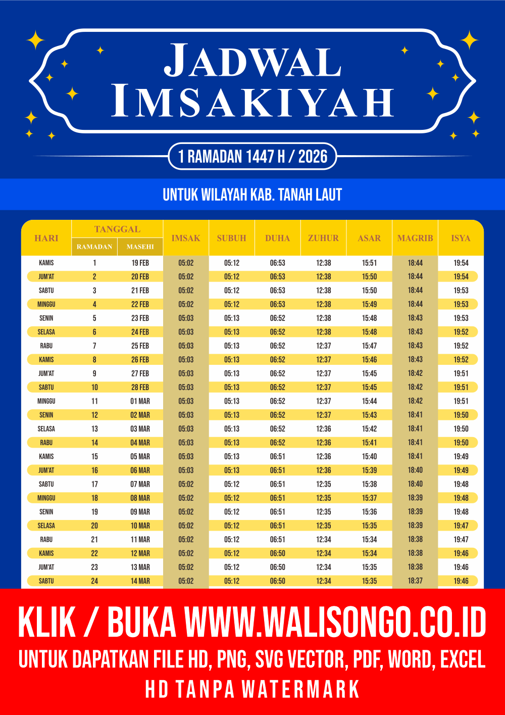 Desain Jadwal imsak Kab. Tanah Laut 2026