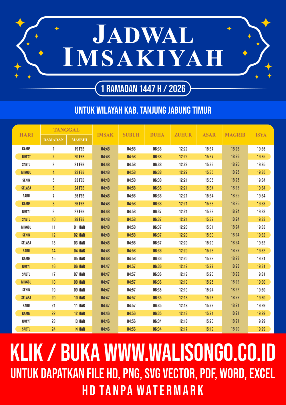 Desain Jadwal imsak Kab. Tanjung Jabung Timur 2026