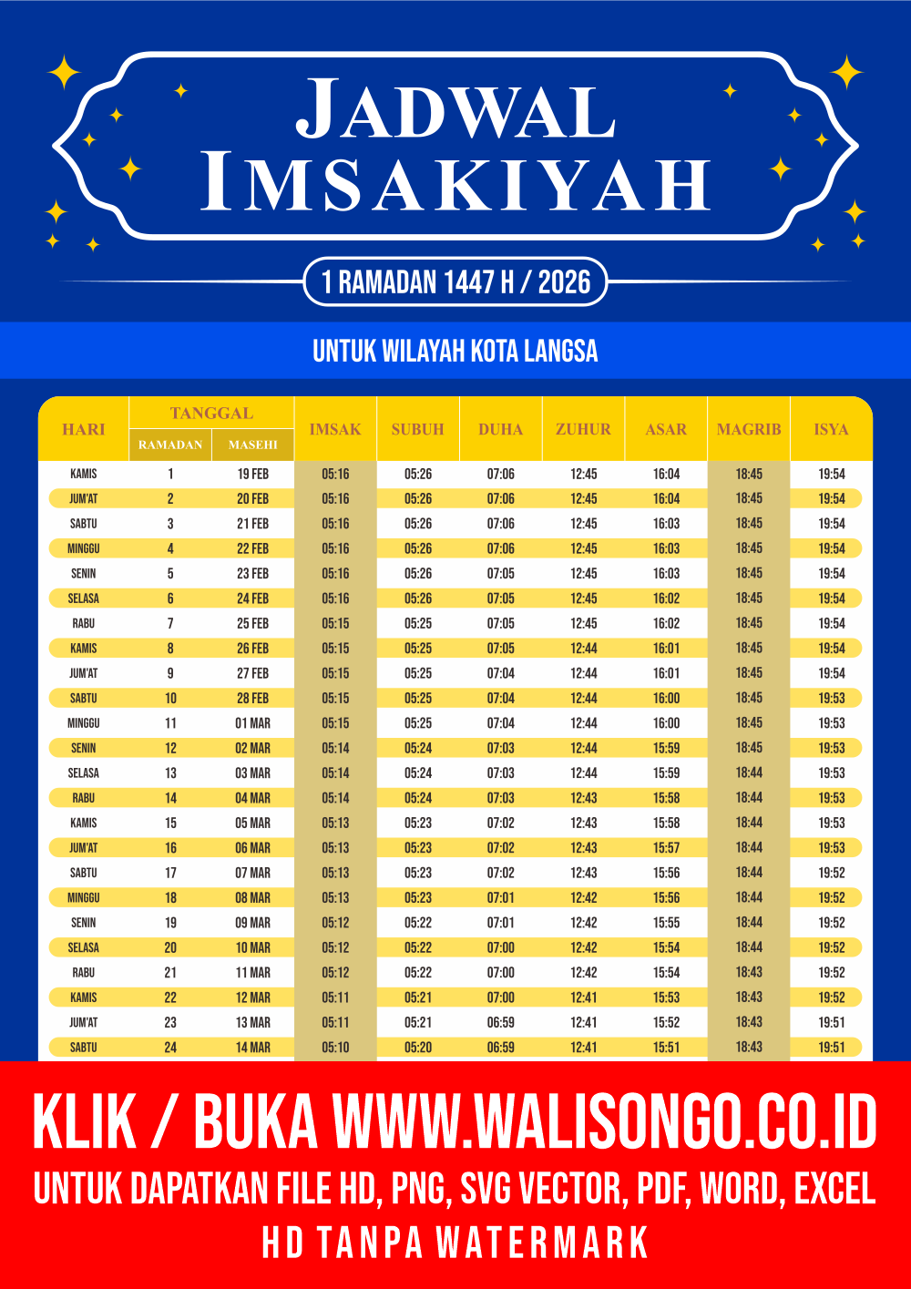 Desain Jadwal imsak Kota Langsa 2026