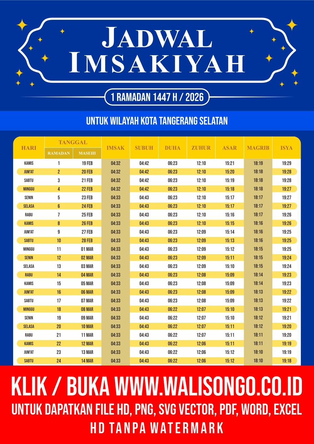 Desain Jadwal imsak Kota Tangerang Selatan 2026