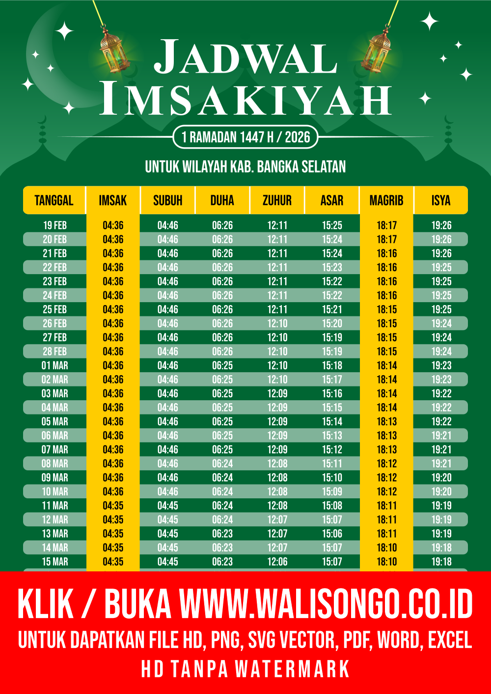 Desain Jadwal imsak Kab. Bangka Selatan 2026
