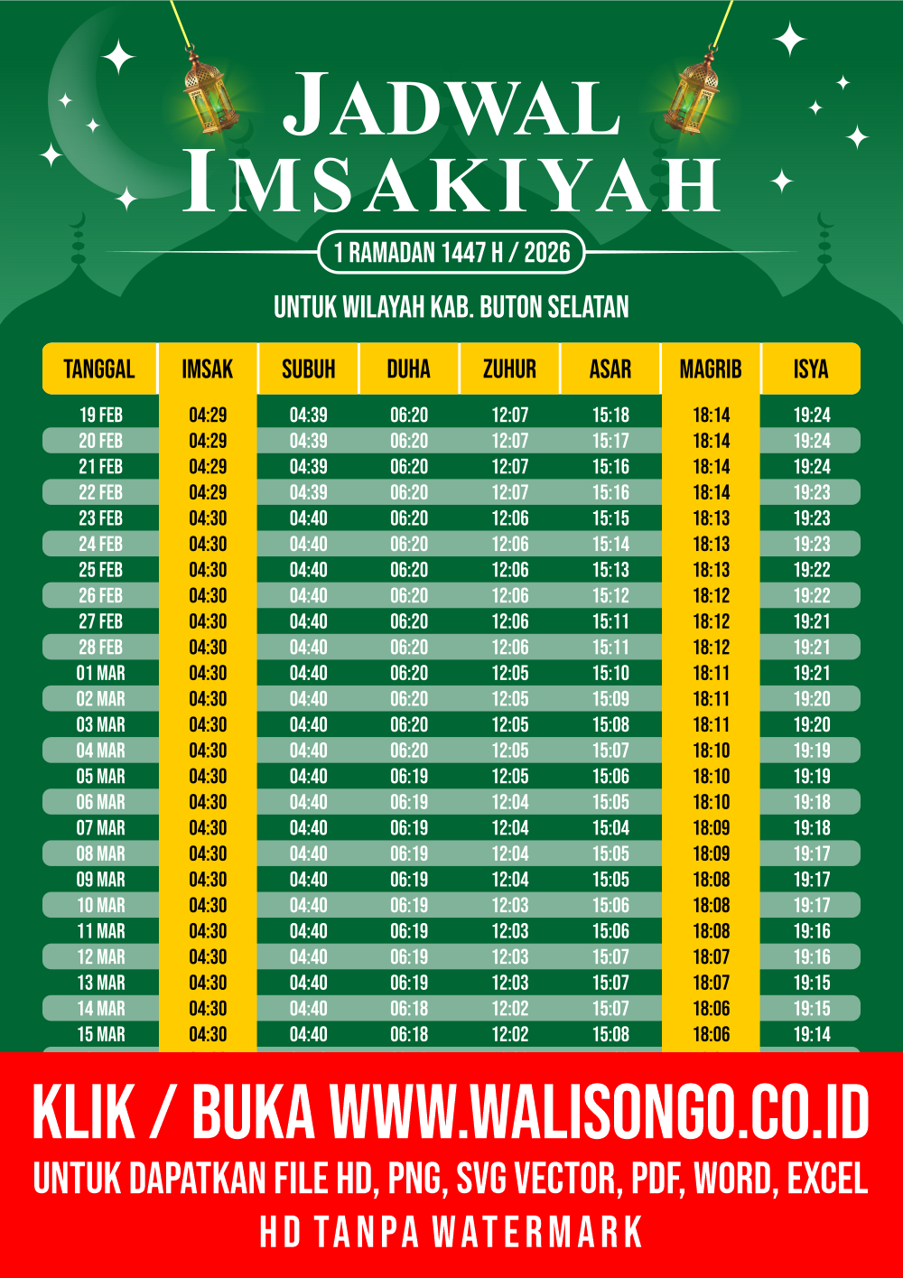 Desain Jadwal imsak Kab. Buton Selatan 2026