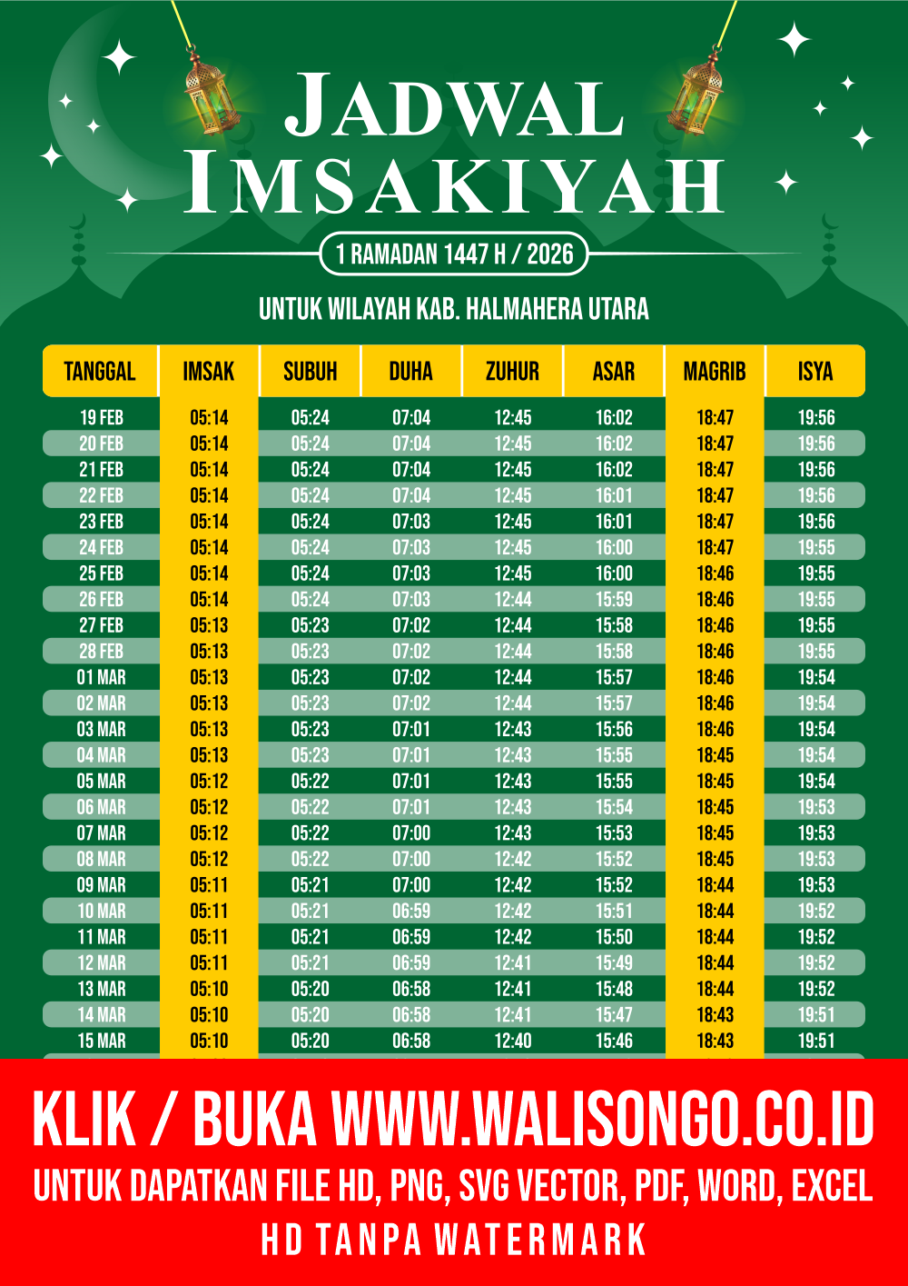 Desain Jadwal imsak Kab. Halmahera Utara 2026