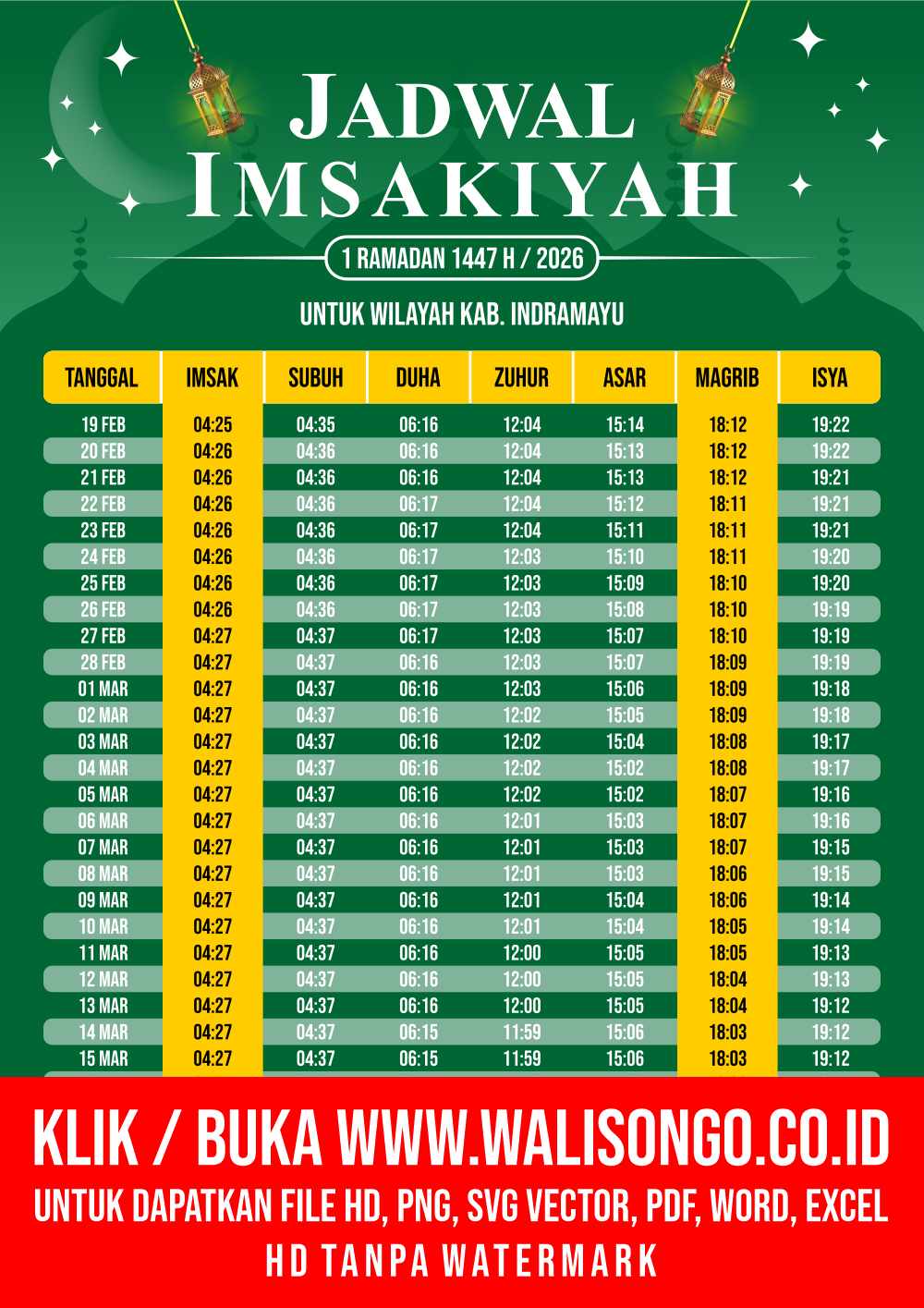 Desain Jadwal imsak Kab. Indramayu 2026