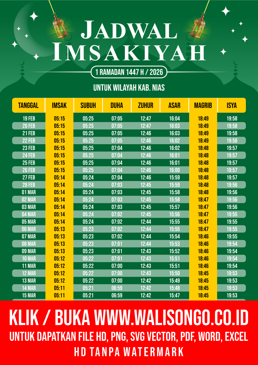 Desain Jadwal imsak Kab. Nias 2026