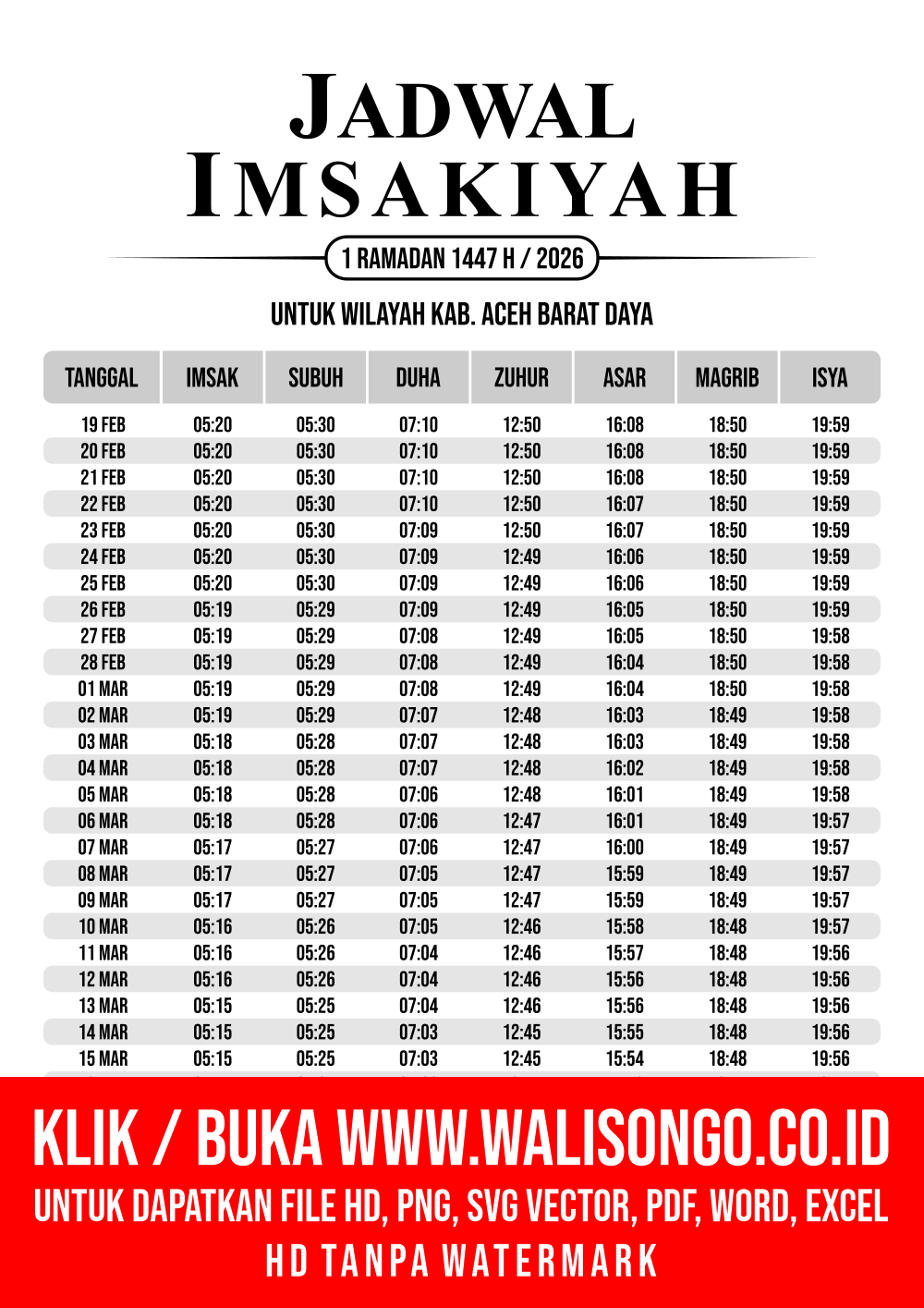 Desain Jadwal imsak Kab. Aceh Barat Daya 2026