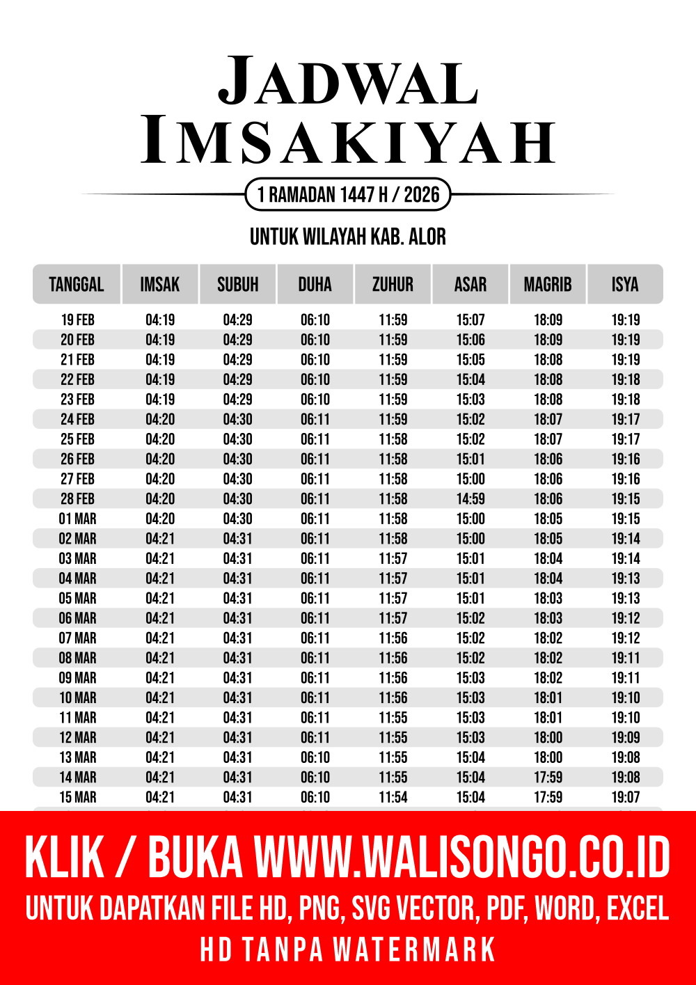 Desain Jadwal imsak Kab. Alor 2026