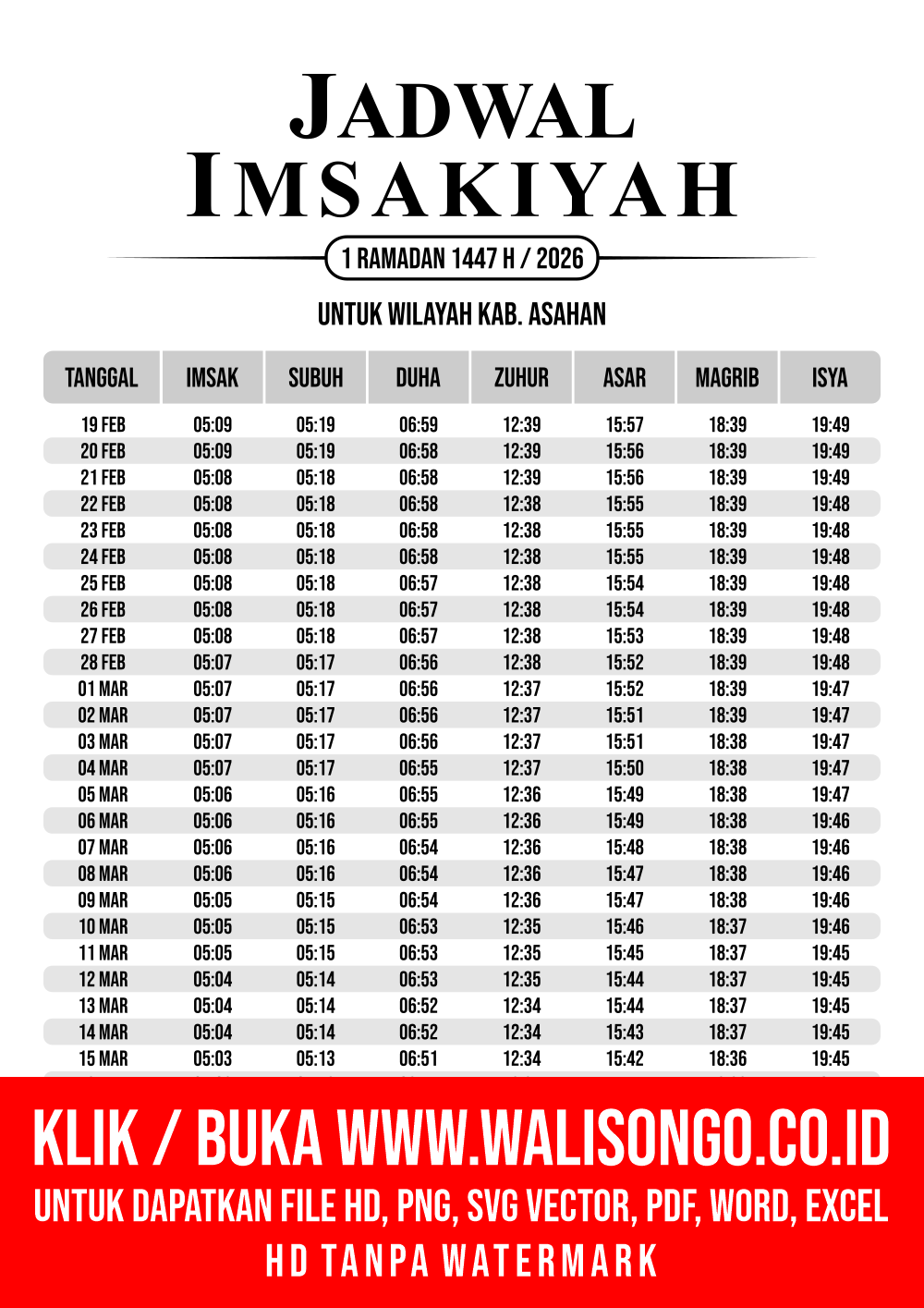 Desain Jadwal imsak Kab. Asahan 2026