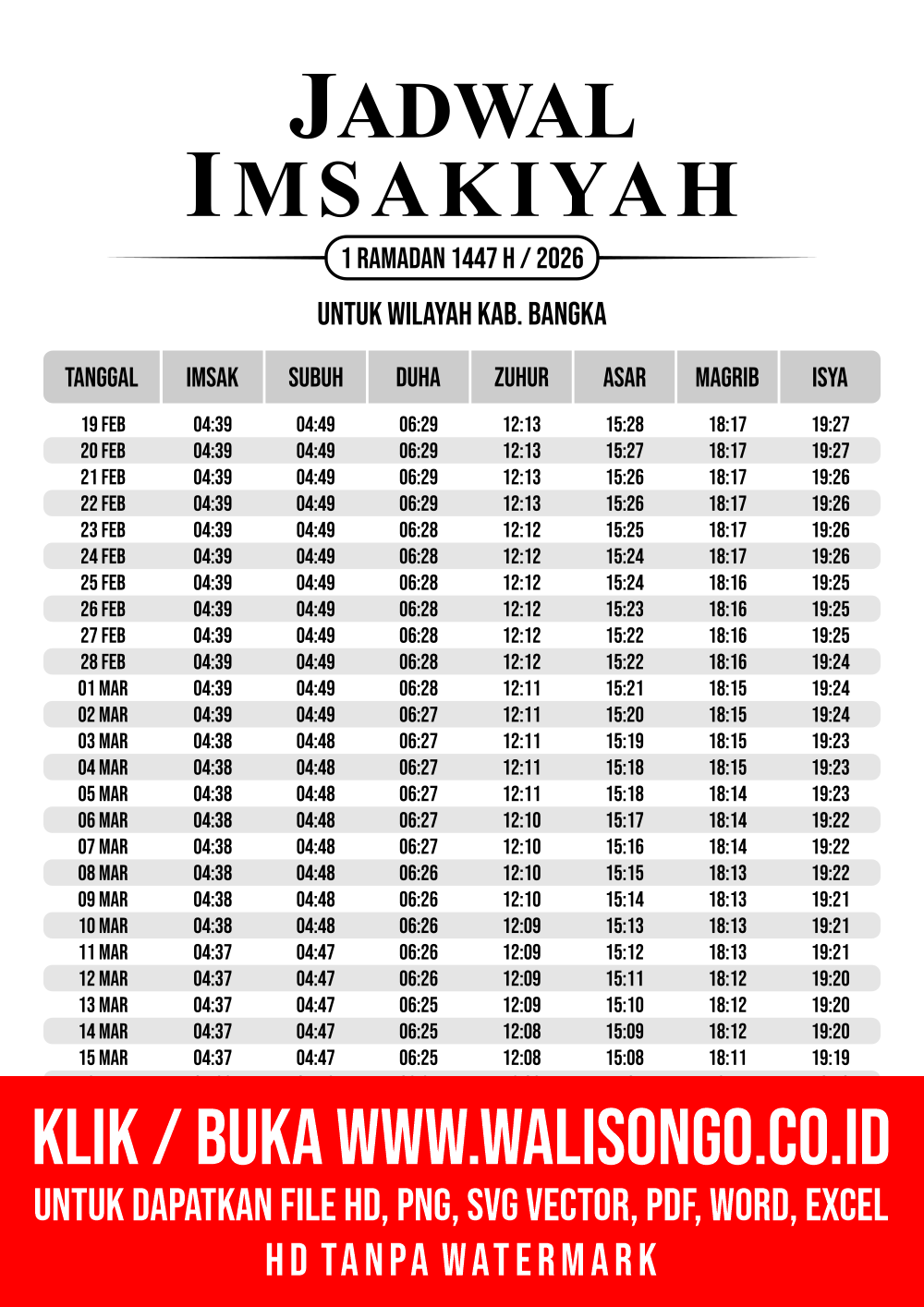 Desain Jadwal imsak Kab. Bangka 2026